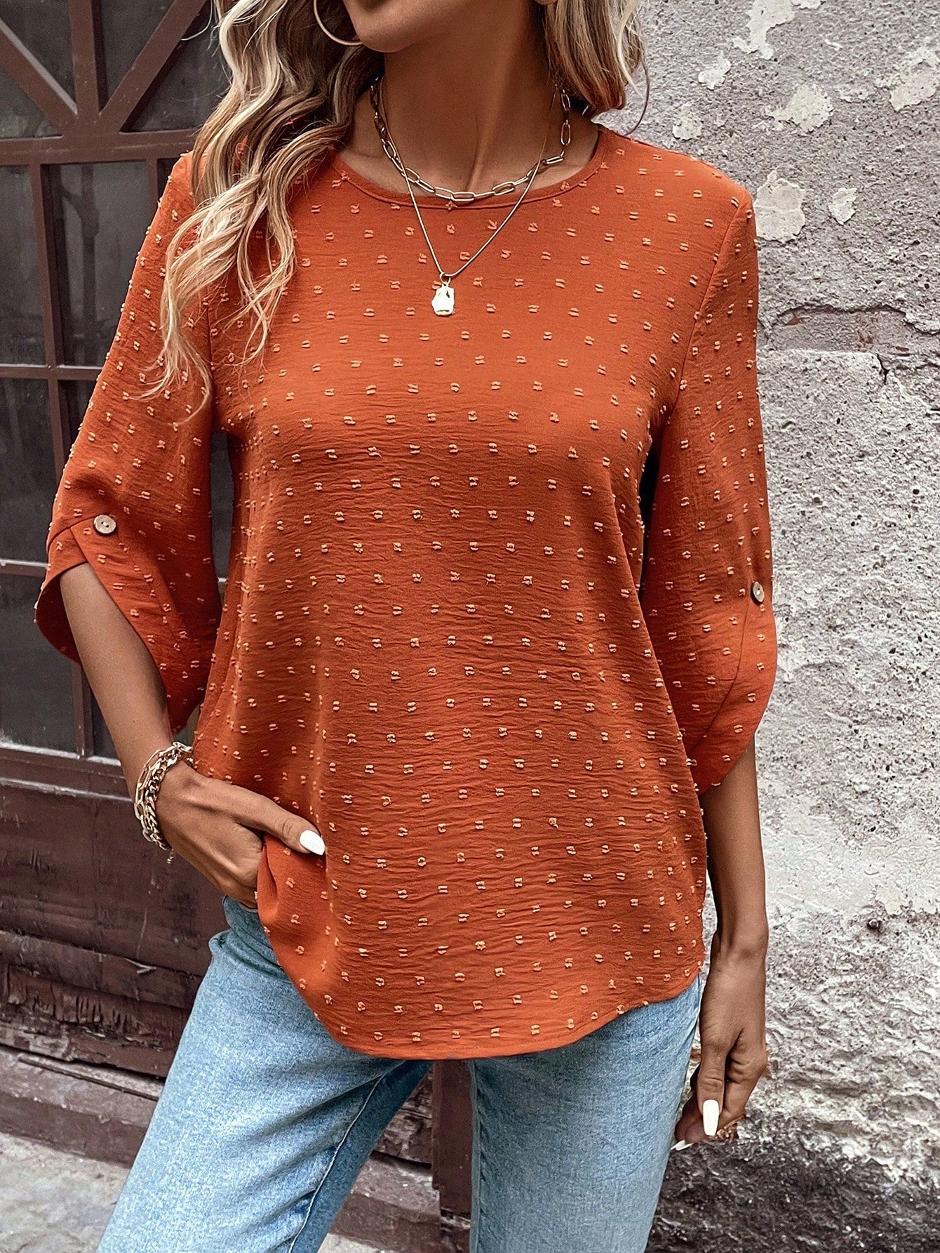 Blusa Soltinha com Manga Morcego e Detalhes de Botões Blusa Soltinha com Manga Morcego e Detalhes de Botões