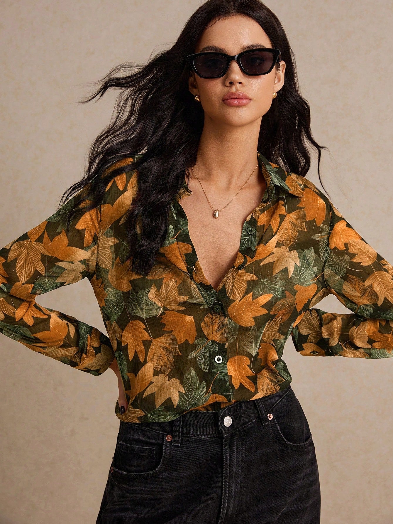 Camisa Floral com Estilo Sofisticado e Caimento Leve Cor 4 / P Camisa Floral com Estilo Sofisticado e Caimento Leve