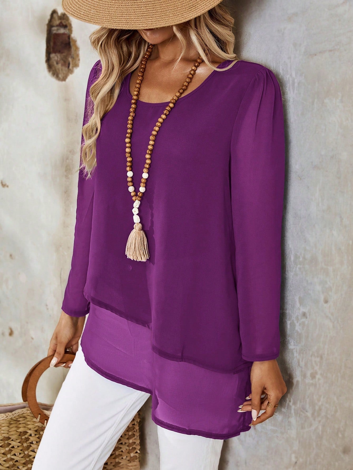 Camisa Longa em Chiffon com Barra Assimétrica Camisa Longa em Chiffon com Barra Assimétrica