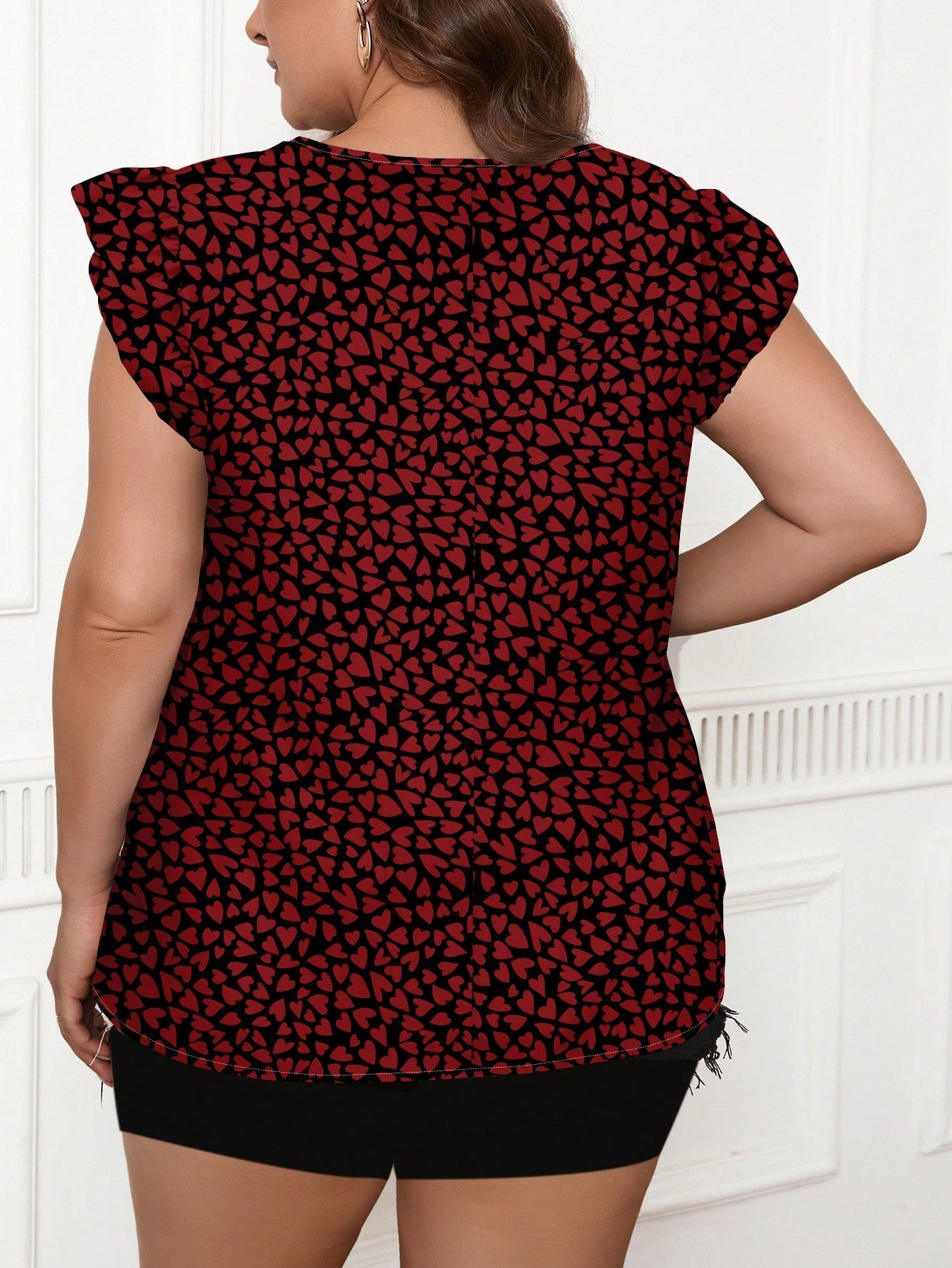Blusa Estampada com Decote V e Manga Babado Blusa Estampada com Decote V e Manga Babado