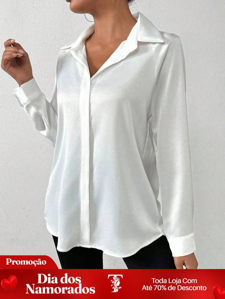 Camisa Social Elegante com Caimento Acetinado Camisa Social Elegante com Caimento Acetinado