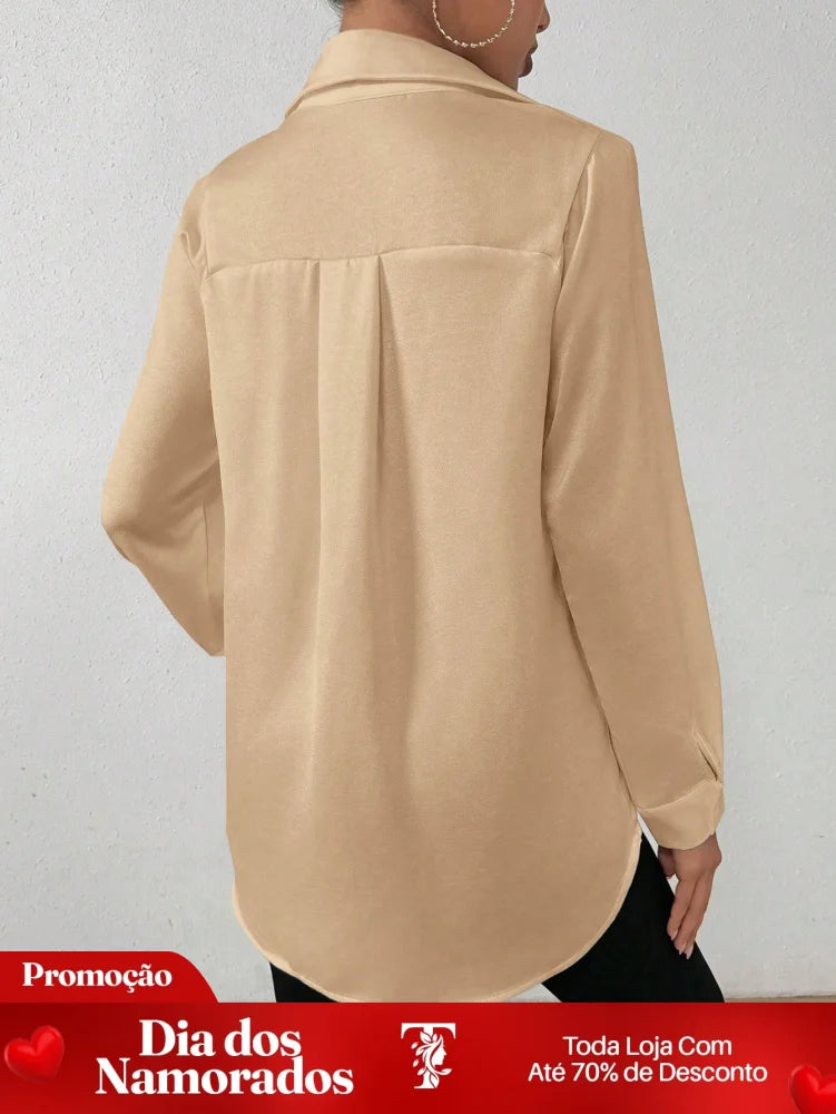 Camisa Social Elegante com Caimento Acetinado Camisa Social Elegante com Caimento Acetinado