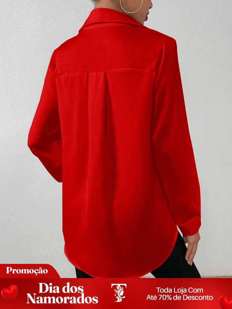 Camisa Social Elegante com Caimento Acetinado Camisa Social Elegante com Caimento Acetinado