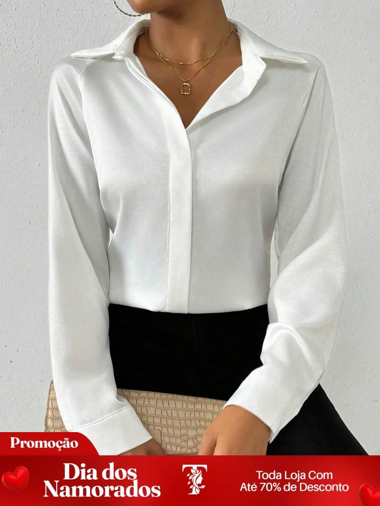 Camisa Social Elegante com Caimento Acetinado Camisa Social Elegante com Caimento Acetinado