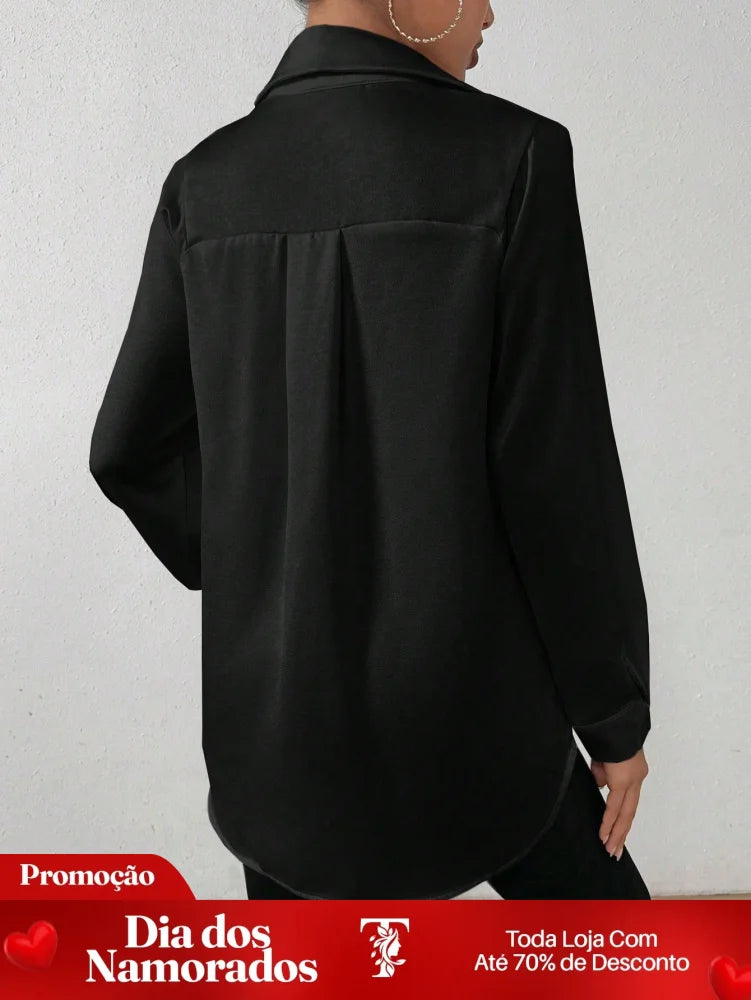 Camisa Social Elegante com Caimento Acetinado Camisa Social Elegante com Caimento Acetinado