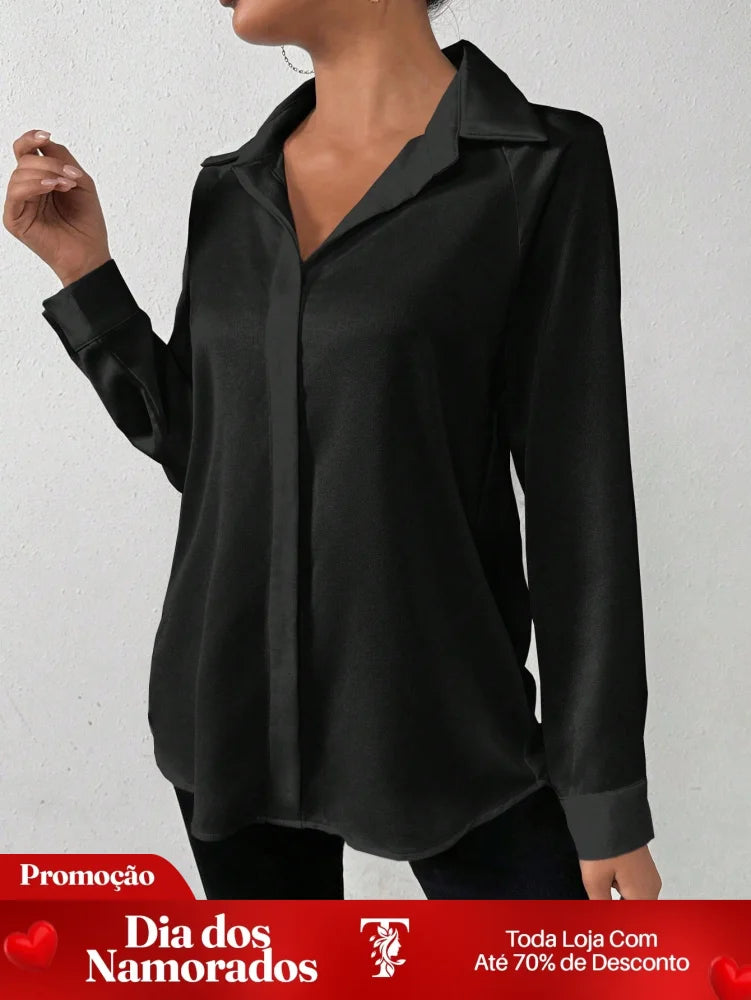 Camisa Social Elegante com Caimento Acetinado Camisa Social Elegante com Caimento Acetinado