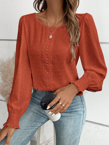Blusa Texturizada com Detalhes e Punho com Elástico Marrom / P Blusa Texturizada com Detalhes e Punho com Elástico