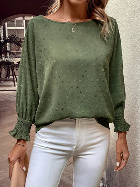 Blusa com Detalhe Texturizado e Manga Bufante Blusa com Detalhe Texturizado e Manga Bufante