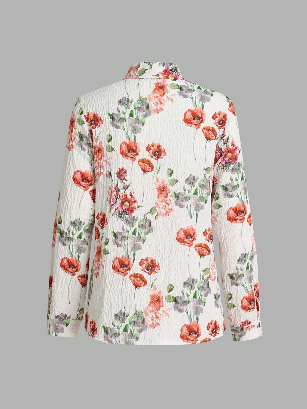 Camisa Floral em Linho com Decote Profundo Camisa Floral em Linho com Decote Profundo