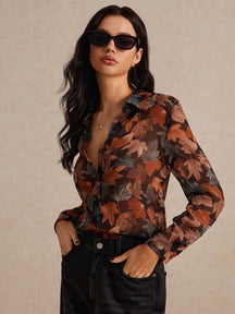 Camisa Floral com Estilo Sofisticado e Caimento Leve Cor 1 / P Camisa Floral com Estilo Sofisticado e Caimento Leve