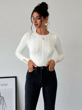 Blusa Tricot com Trança e Botões nos Punhos Branco / P Blusa Tricot com Trança e Botões nos Punhos