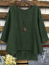 Blusa Assimétrica com Manga 3/4 e Tecido Texturizado Verde / P Blusa Assimétrica com Manga 3/4 e Tecido Texturizado