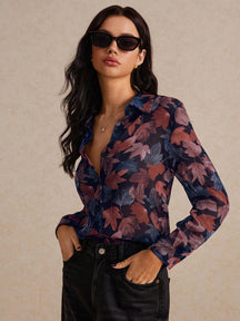Camisa Floral com Estilo Sofisticado e Caimento Leve Cor 2 / P Camisa Floral com Estilo Sofisticado e Caimento Leve