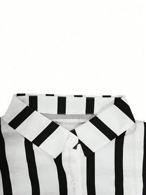 Camisa Listrada Oversized com Bolsos Frontais Camisa Listrada Oversized com Bolsos Frontais