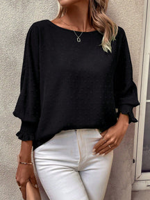 Blusa com Detalhe Texturizado e Manga Bufante Preto / P Blusa com Detalhe Texturizado e Manga Bufante