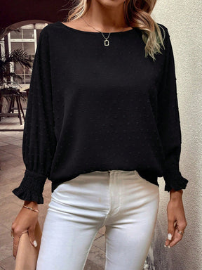 Blusa com Detalhe Texturizado e Manga Bufante Blusa com Detalhe Texturizado e Manga Bufante