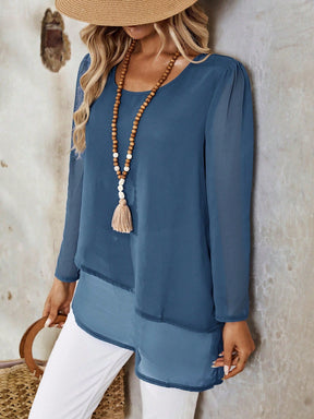 Camisa Longa em Chiffon com Barra Assimétrica Camisa Longa em Chiffon com Barra Assimétrica