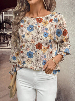 Blusa com Detalhe Texturizado e Manga Bufante Estampado / P Blusa com Detalhe Texturizado e Manga Bufante