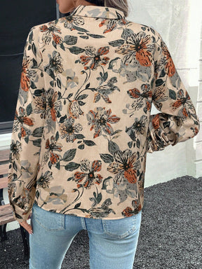 Camisa Estampada com Gola Padre e Botões Frontais Camisa Estampada com Gola Padre e Botões Frontais
