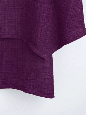 Blusa Assimétrica com Manga 3/4 e Tecido Texturizado Blusa Assimétrica com Manga 3/4 e Tecido Texturizado
