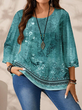 Blusa Estampada com Detalhes Florais e Étnicos Estampa 3 / P Blusa Estampada com Detalhes Florais e Étnicos