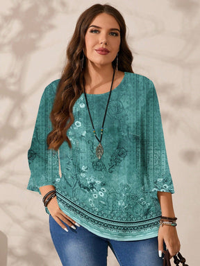 Blusa Estampada com Detalhes Florais e Étnicos Blusa Estampada com Detalhes Florais e Étnicos