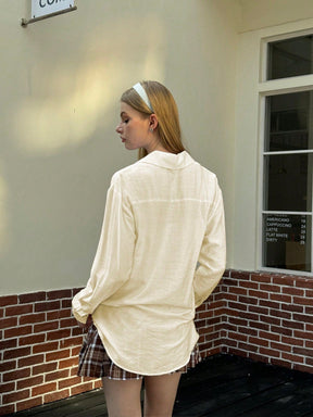 Camisa de Linho com Bordado e Manga Longa Camisa de Linho com Bordado e Manga Longa