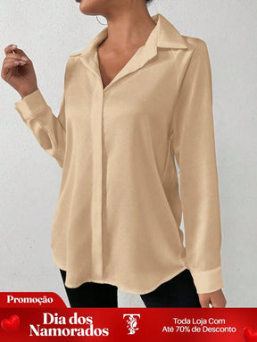 Camisa Social Elegante com Caimento Acetinado Camisa Social Elegante com Caimento Acetinado