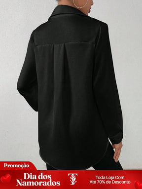 Camisa Social Elegante com Caimento Acetinado Camisa Social Elegante com Caimento Acetinado
