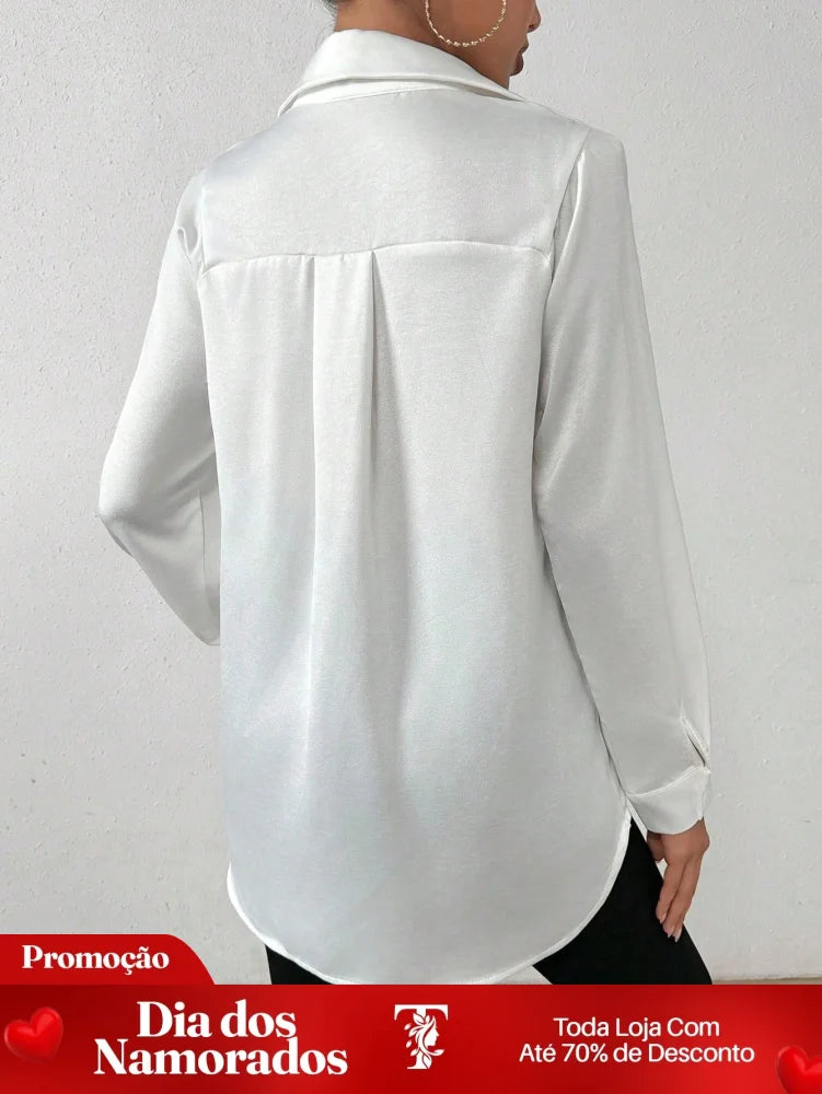 Camisa Social Elegante com Caimento Acetinado Camisa Social Elegante com Caimento Acetinado